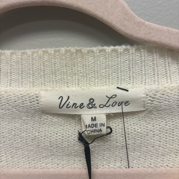 Vine & Love Fringe Sleeve White Sweater - Picture 3 of 5